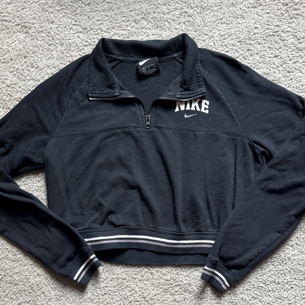 Nike Black Zip-Up Cropped Pullover